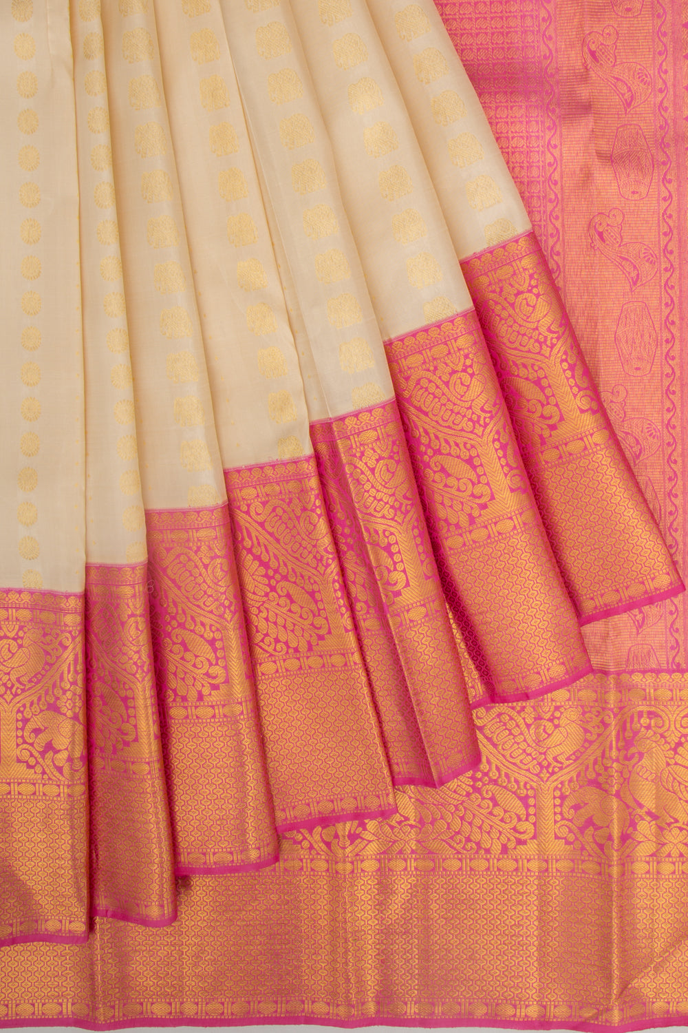 Kanchipuram Silk Butta Cream Saree