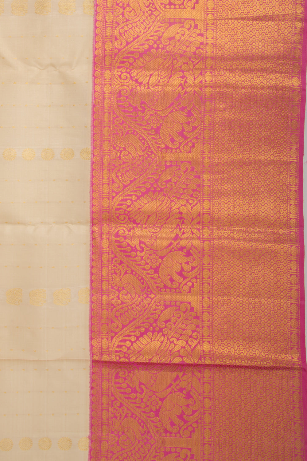 Kanchipuram Silk Butta Cream Saree