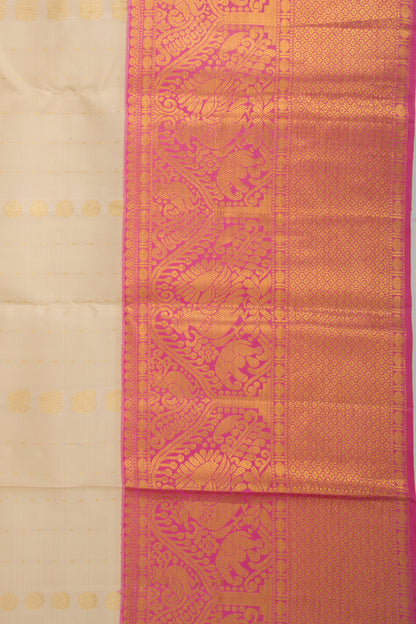 Kanchipuram Silk Butta Cream Saree