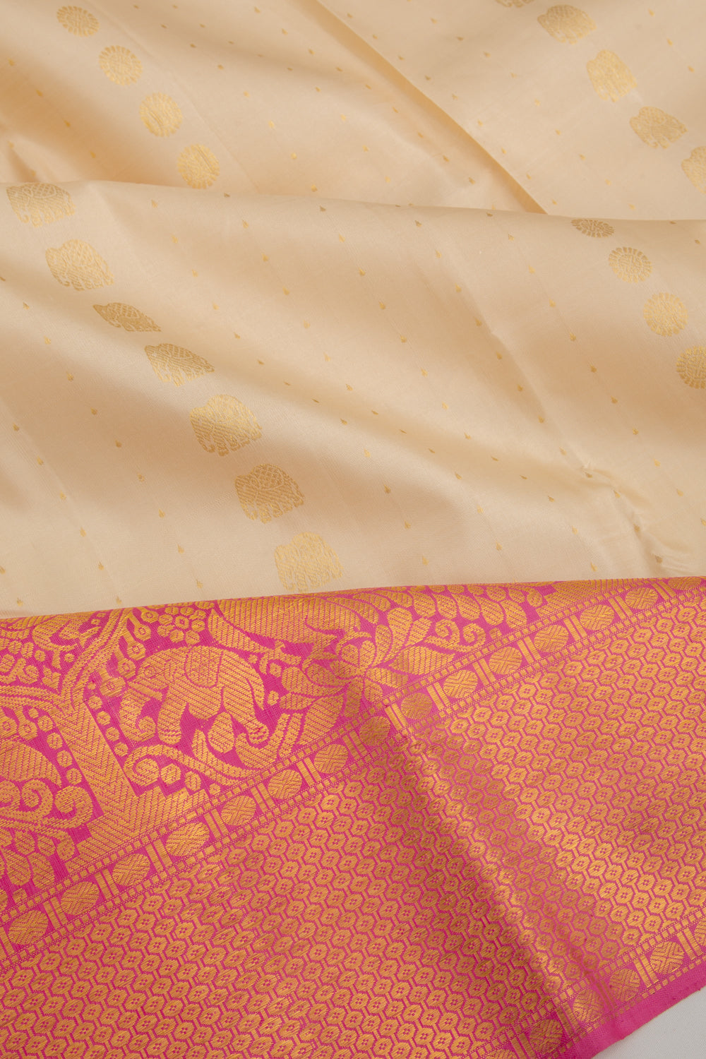 Kanchipuram Silk Butta Cream Saree