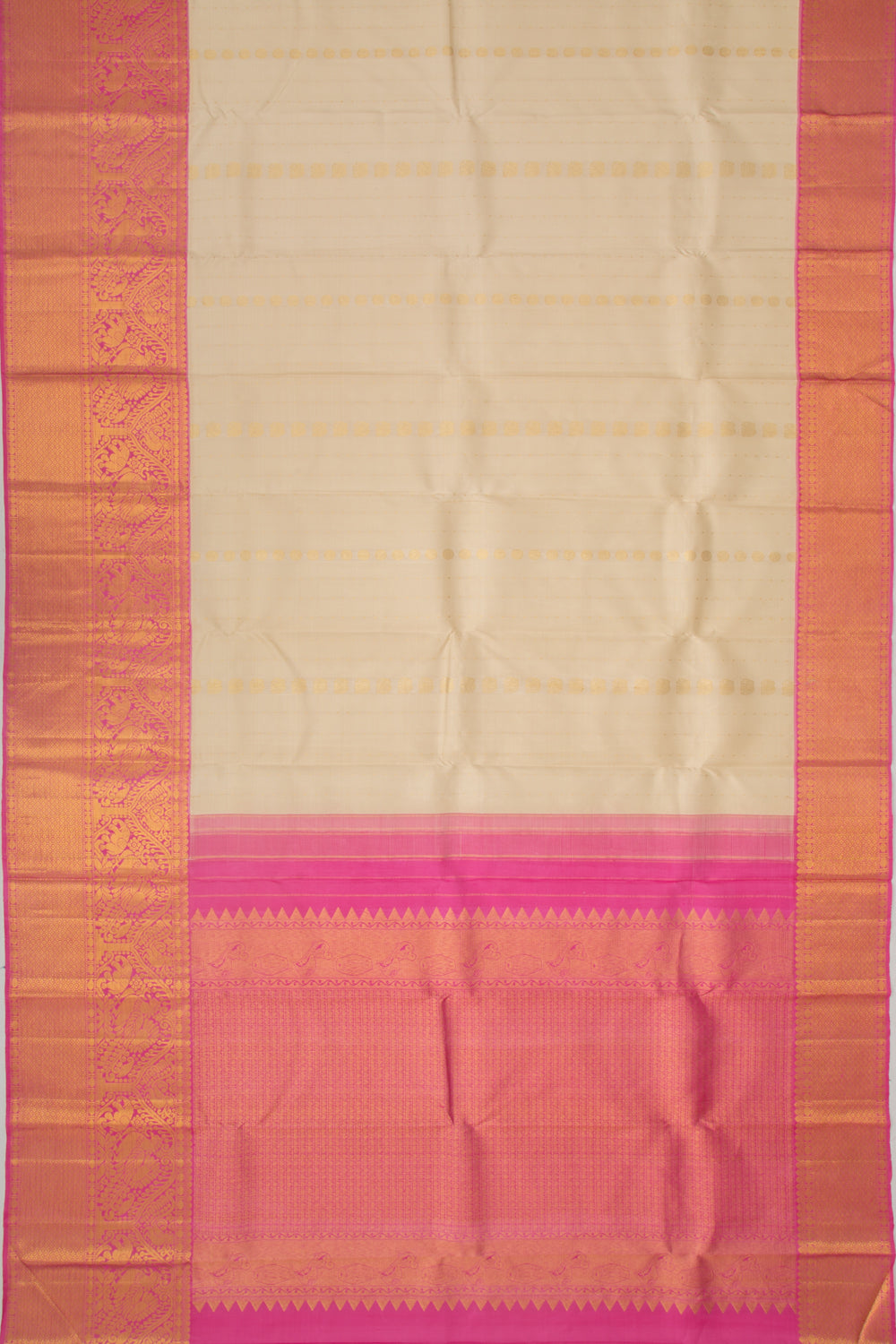 Kanchipuram Silk Butta Cream Saree