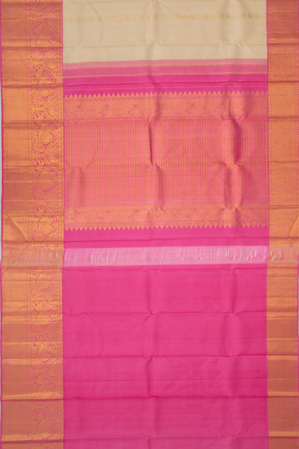 Kanchipuram Silk Butta Cream Saree