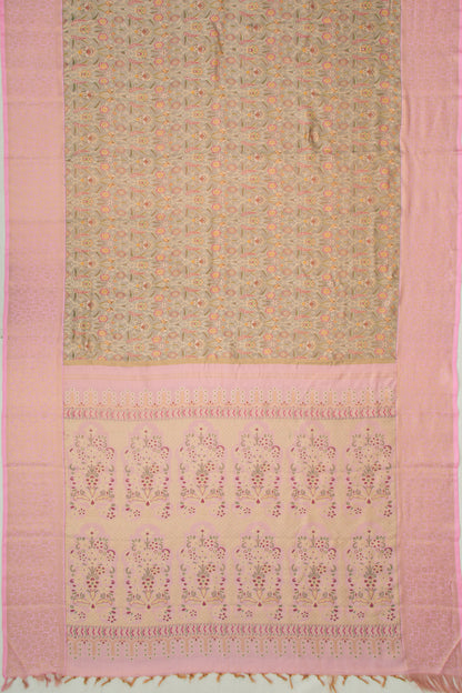 Kanchipuram Silk Tissue Brocade Grey Saree