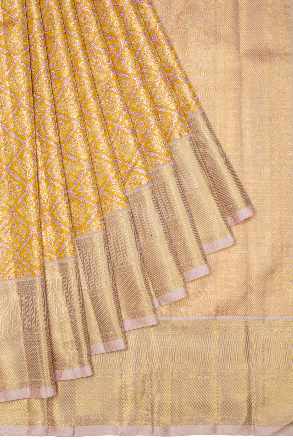 Kanchipuram Silk Tissue Brocade Gold Saree