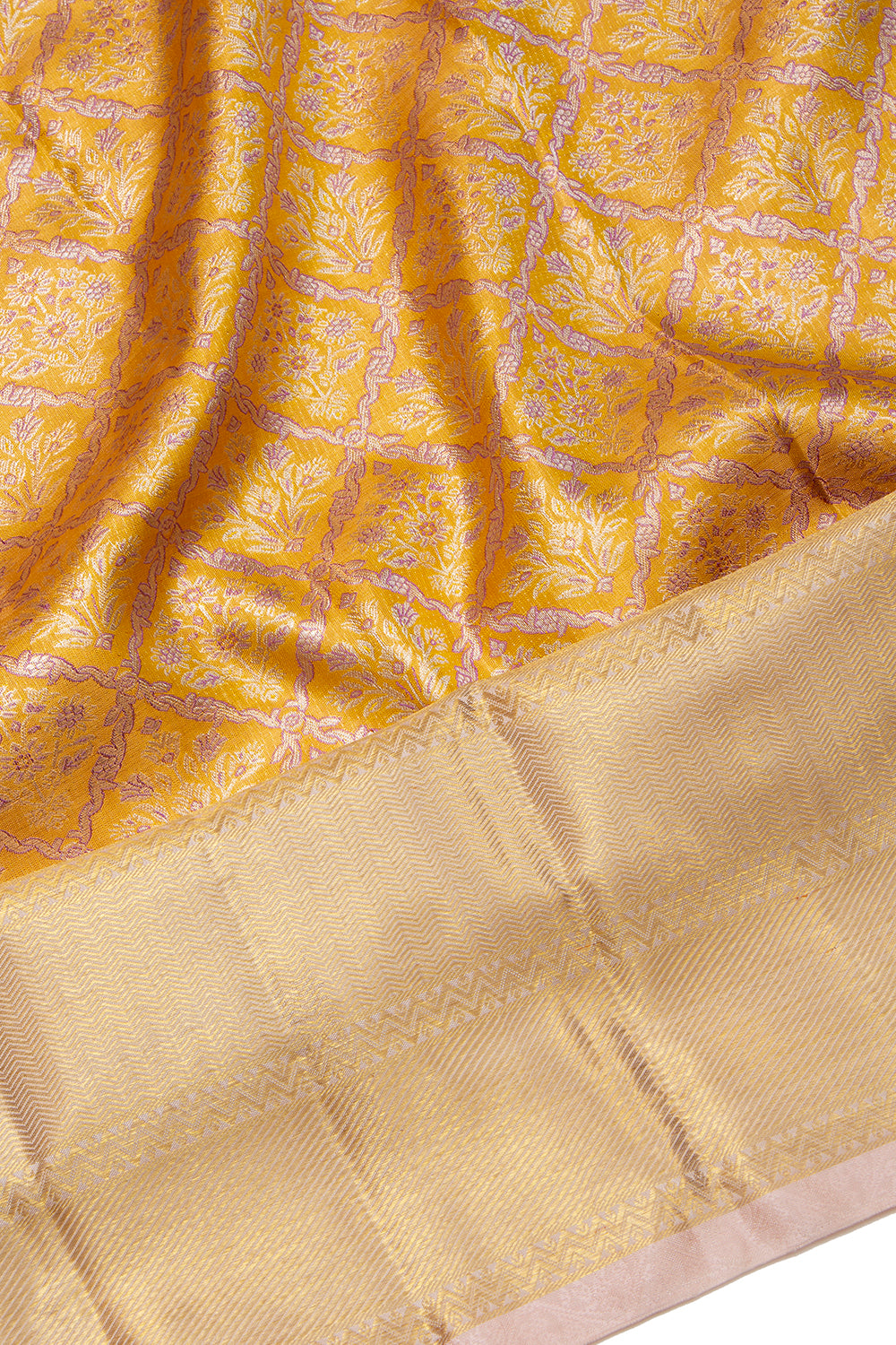 Kanchipuram Silk Tissue Brocade Gold Saree