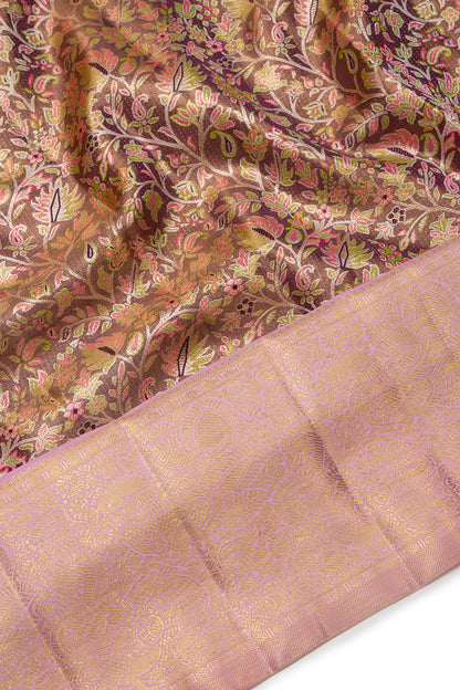 Kanchipuram Silk Tissue Brocade Brown Saree-Not Allowed Online