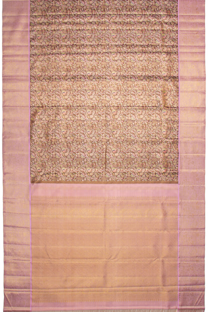 Kanchipuram Silk Tissue Brocade Brown Saree-Not Allowed Online