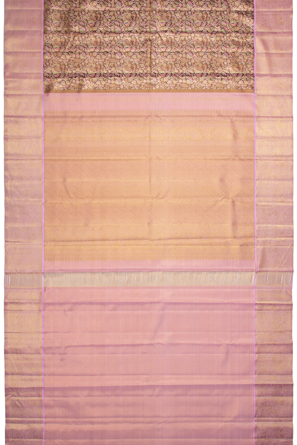 Kanchipuram Silk Tissue Brocade Brown Saree-Not Allowed Online