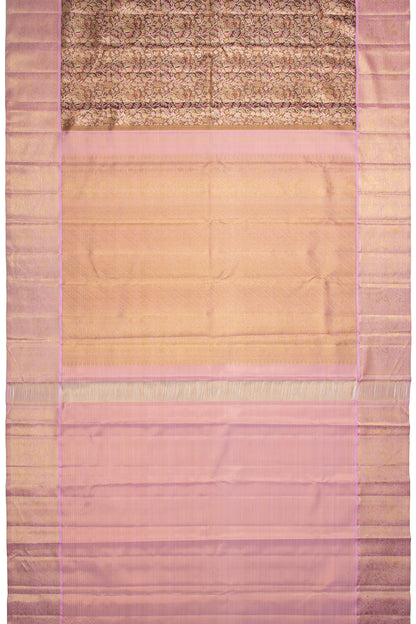 Kanchipuram Silk Tissue Brocade Brown Saree-Not Allowed Online