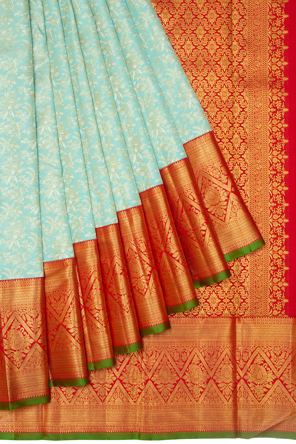 Kanchipuram Silk Brocade Pastel Blue Saree