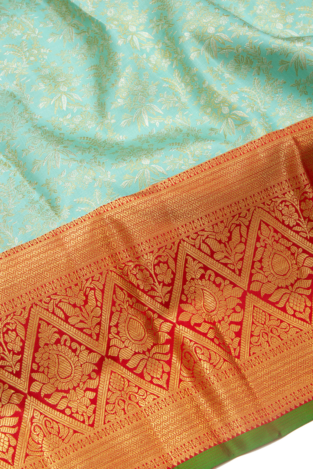 Kanchipuram Silk Brocade Pastel Blue Saree