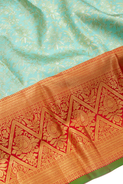 Kanchipuram Silk Brocade Pastel Blue Saree