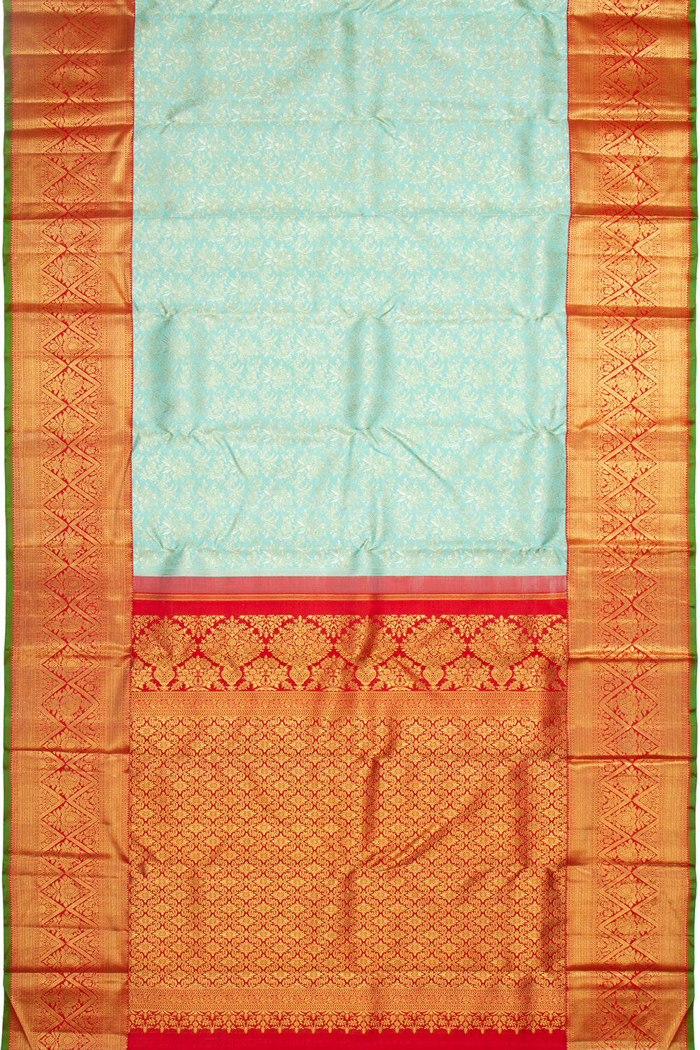 Kanchipuram Silk Brocade Pastel Blue Saree