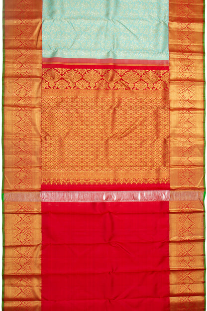 Kanchipuram Silk Brocade Pastel Blue Saree
