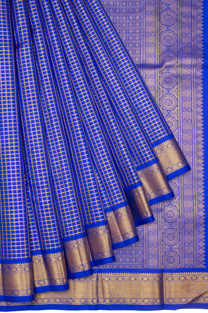 Kanchipuram Silk Checks Royal Blue Saree