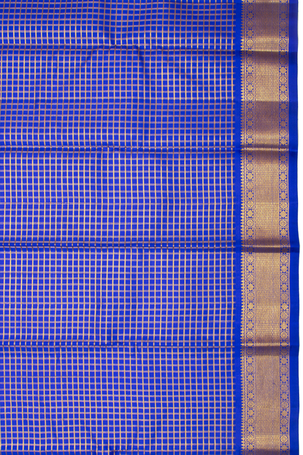 Kanchipuram Silk Checks Royal Blue Saree