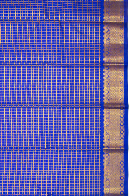 Kanchipuram Silk Checks Royal Blue Saree