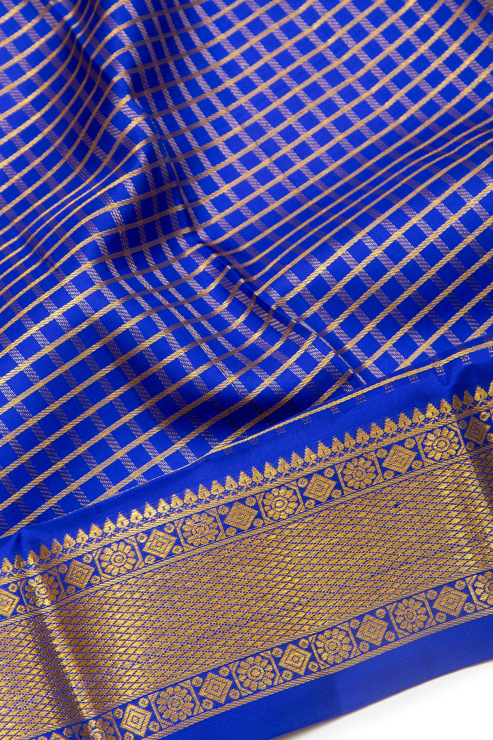 Kanchipuram Silk Checks Royal Blue Saree