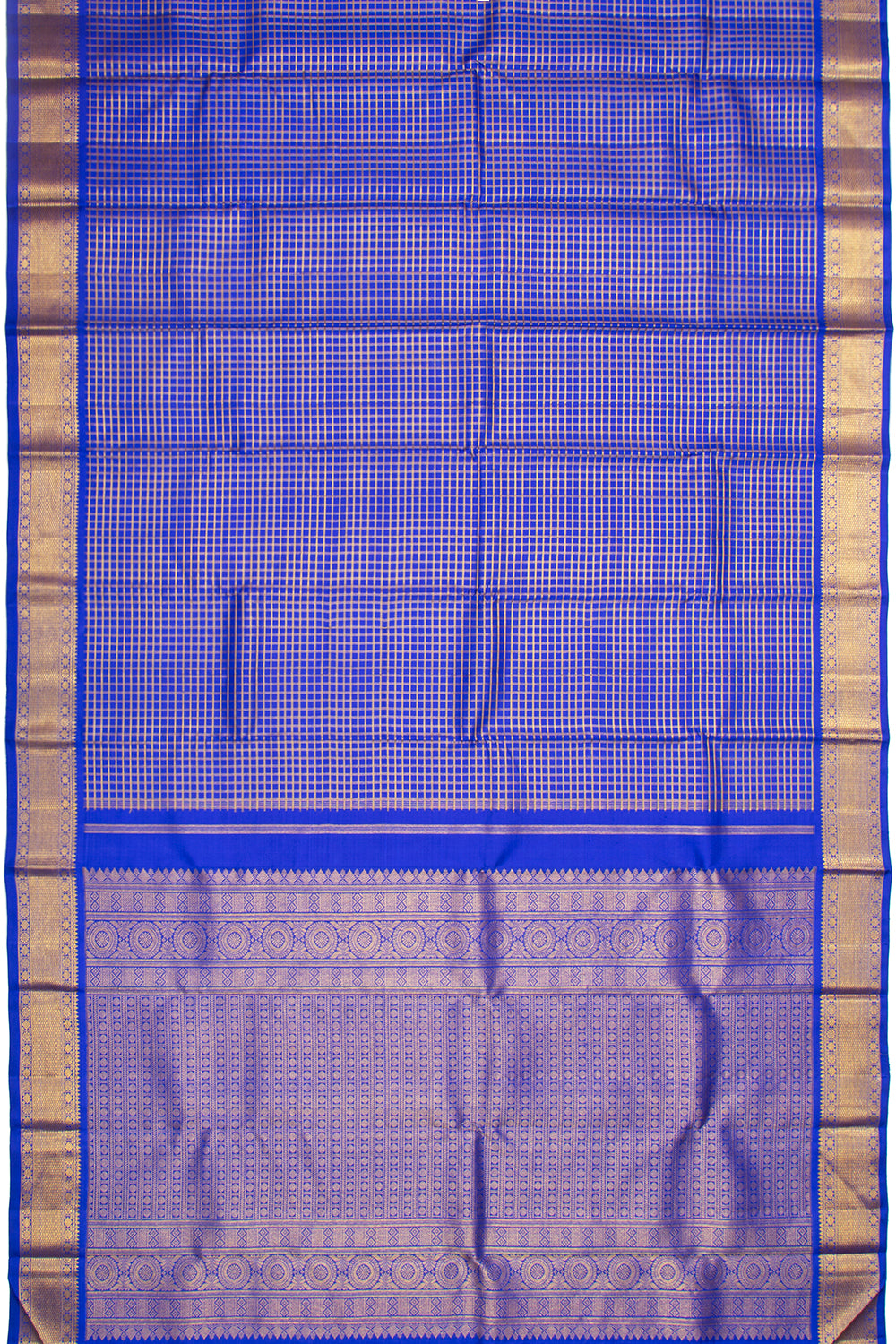 Kanchipuram Silk Checks Royal Blue Saree