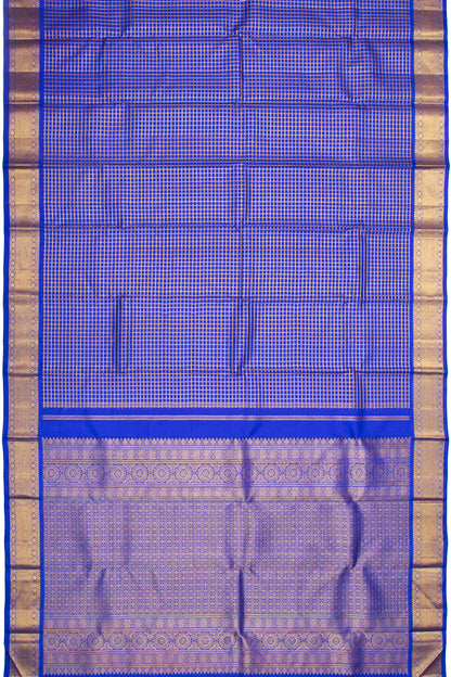 Kanchipuram Silk Checks Royal Blue Saree