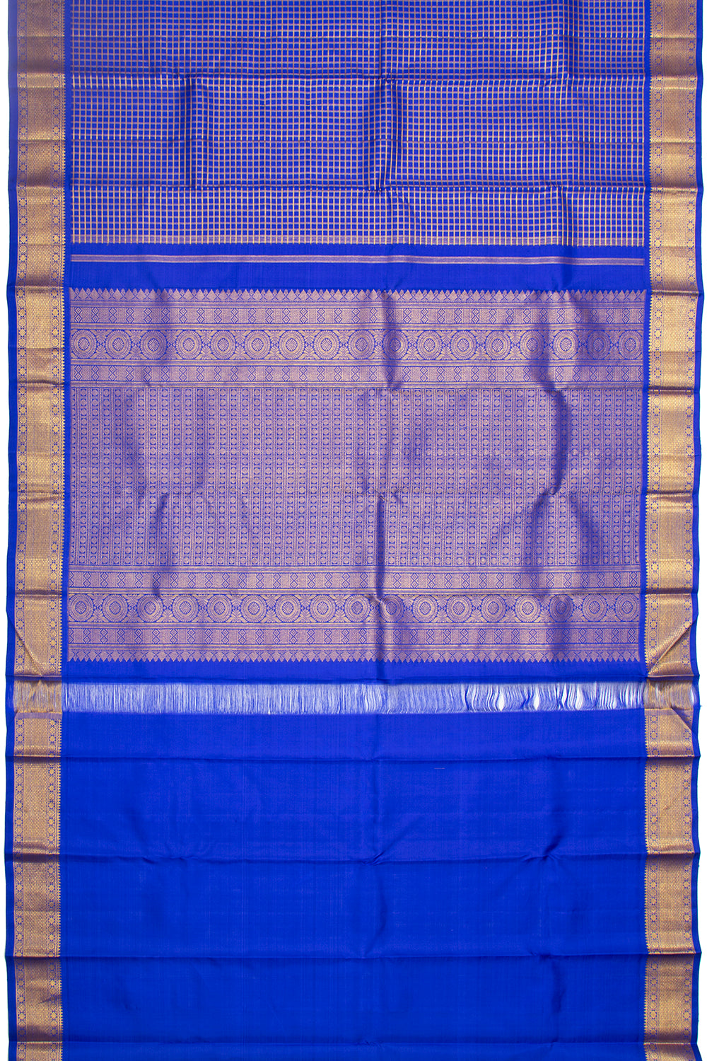 Kanchipuram Silk Checks Royal Blue Saree