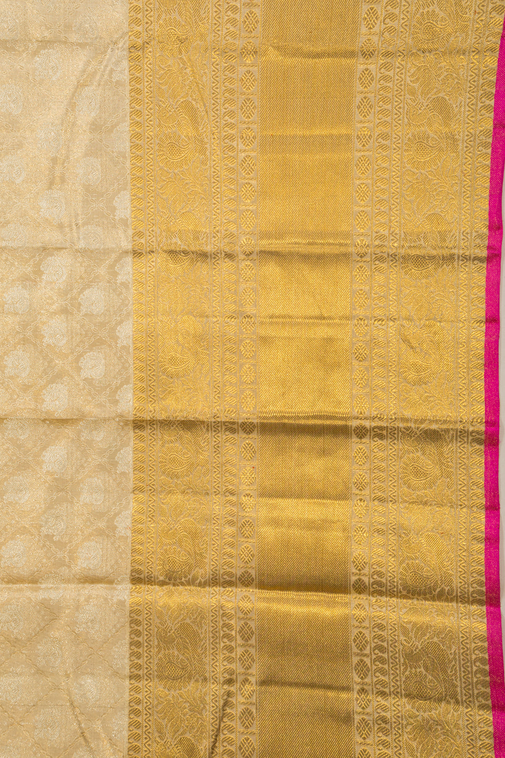 Kanchipuram Silk Tissue Brocade Cream Saree
