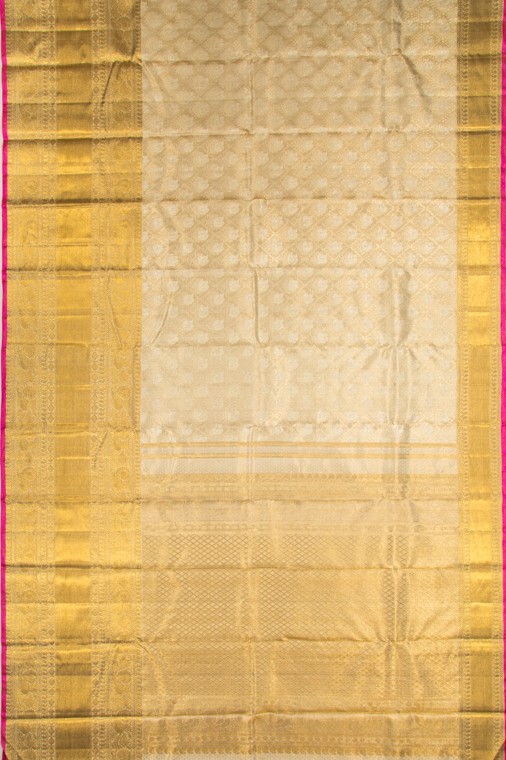 Kanchipuram Silk Tissue Brocade Cream Saree