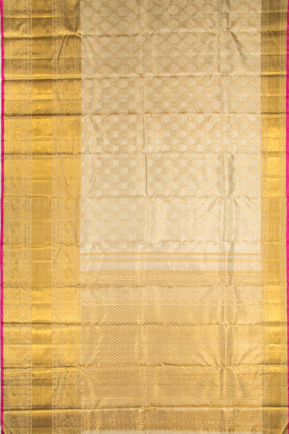 Kanchipuram Silk Tissue Brocade Cream Saree