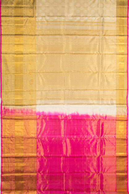 Kanchipuram Silk Tissue Brocade Cream Saree