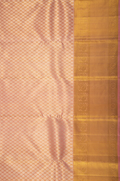 Kanchipuram Silk Tissue Brocade Peach Saree