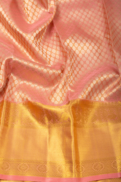 Kanchipuram Silk Tissue Brocade Peach Saree