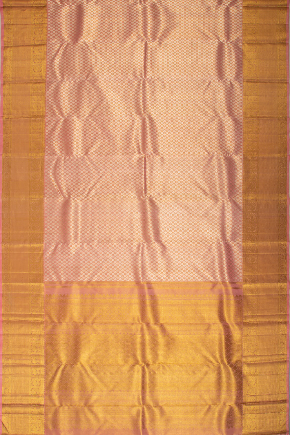 Kanchipuram Silk Tissue Brocade Peach Saree