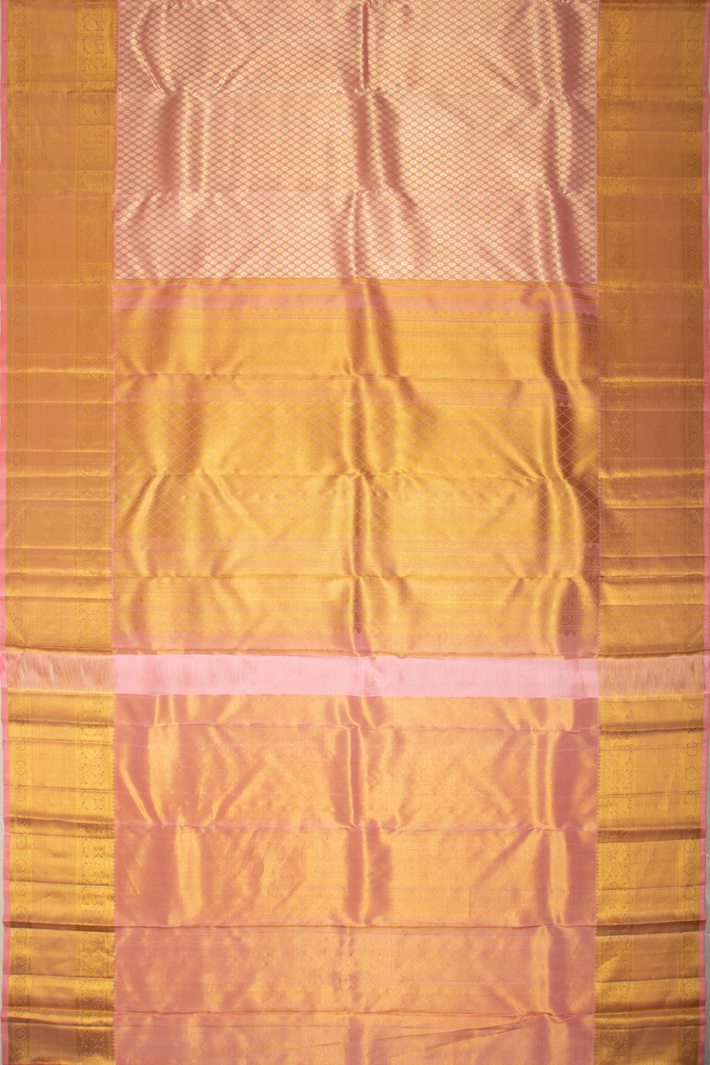Kanchipuram Silk Tissue Brocade Peach Saree