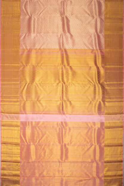 Kanchipuram Silk Tissue Brocade Peach Saree