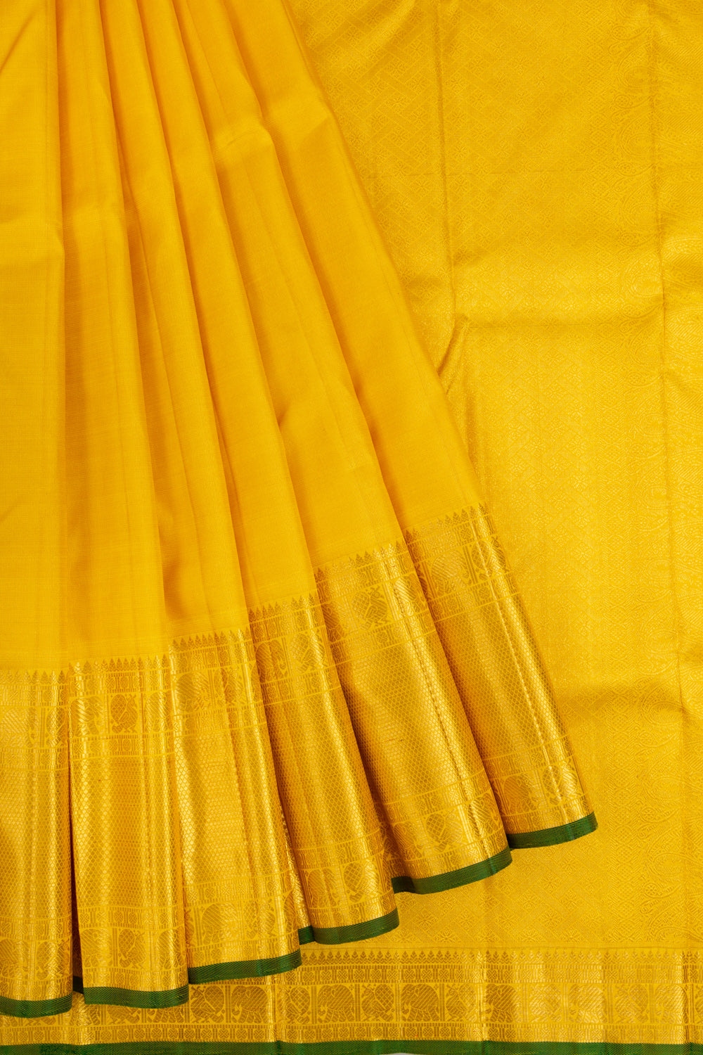 Kanchipuram Silk Brocade Yellow Saree