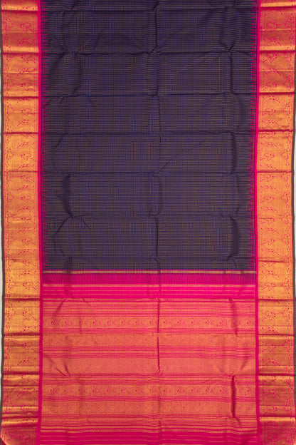 Kanchipuram Silk Checks Dark Blue Saree