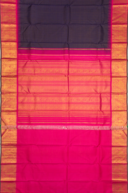 Kanchipuram Silk Checks Dark Blue Saree