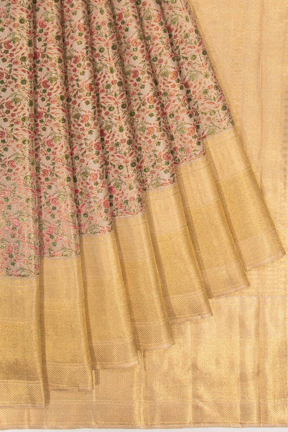 Kanchipuram Silk Jaal Cream Saree
