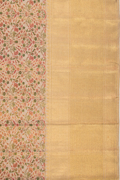 Kanchipuram Silk Jaal Cream Saree