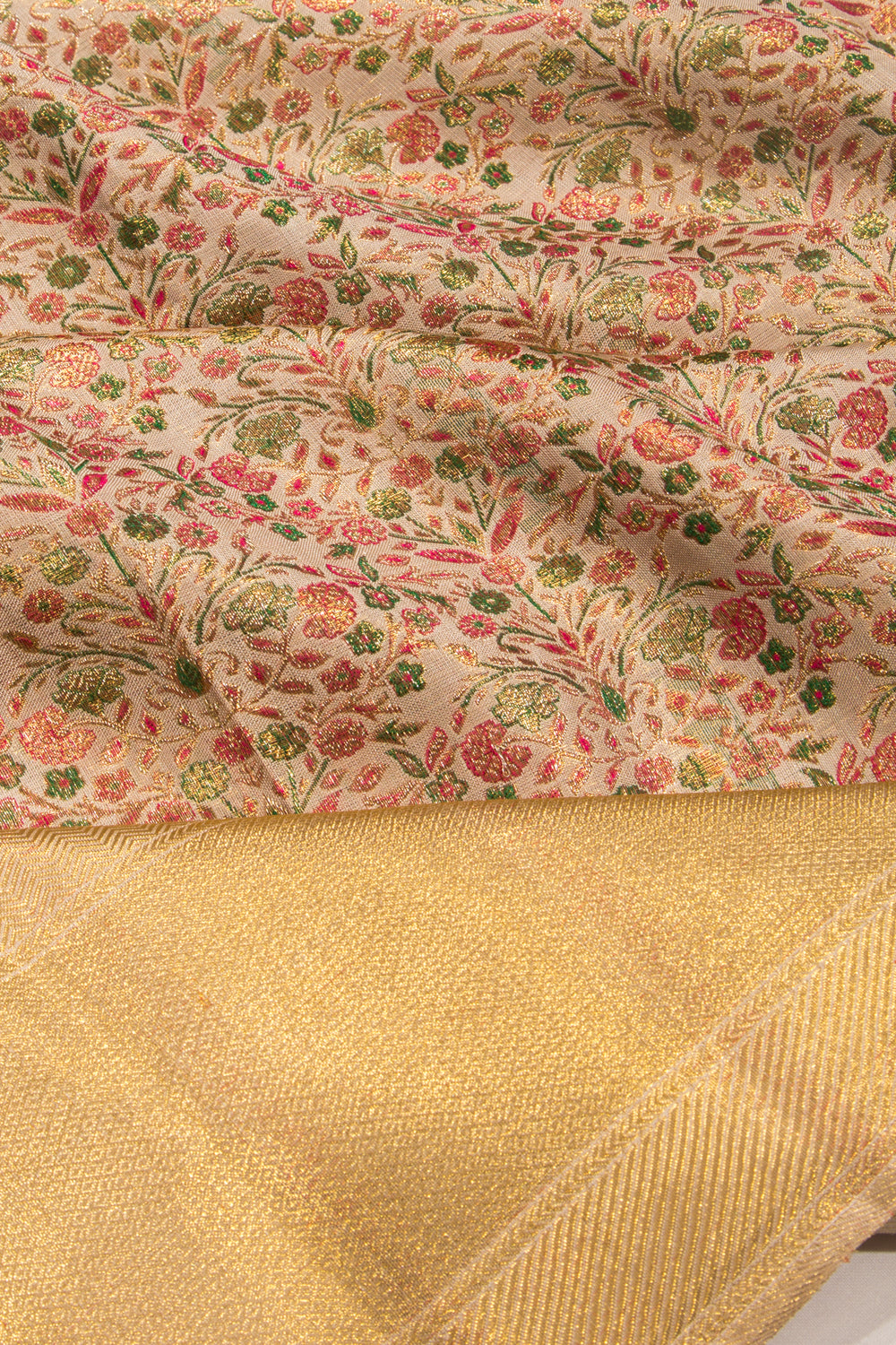 Kanchipuram Silk Jaal Cream Saree
