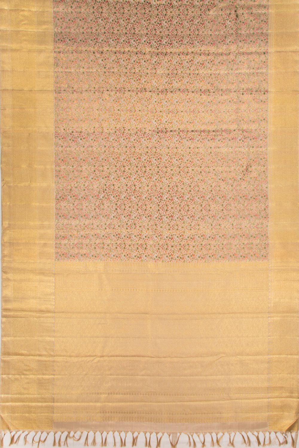 Kanchipuram Silk Jaal Cream Saree