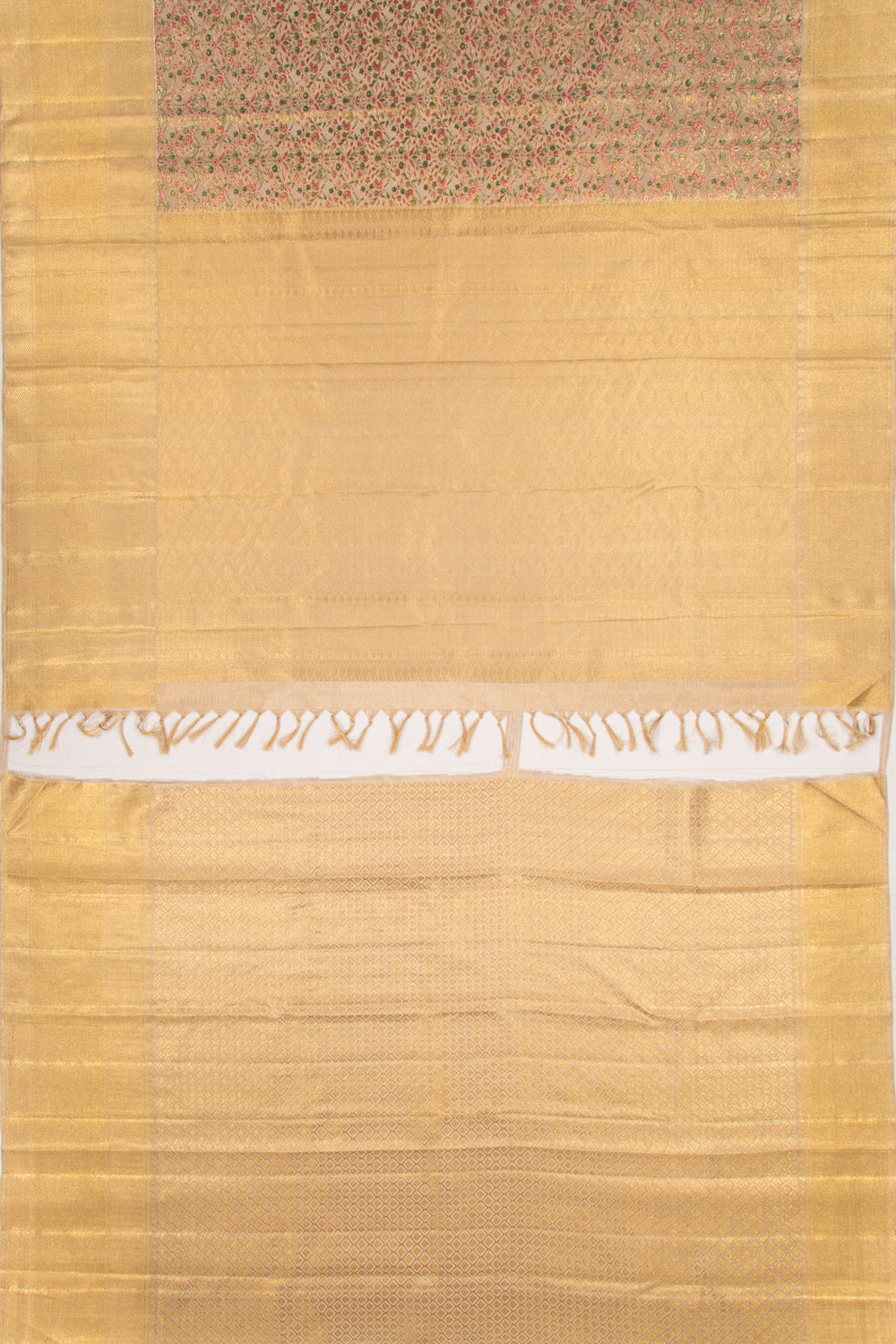 Kanchipuram Silk Jaal Cream Saree
