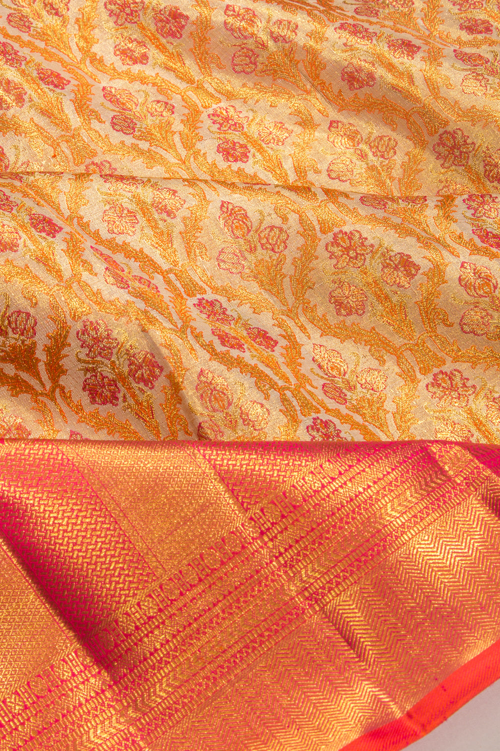 Kanchipuram Silk Tissue Brocade Gold Saree