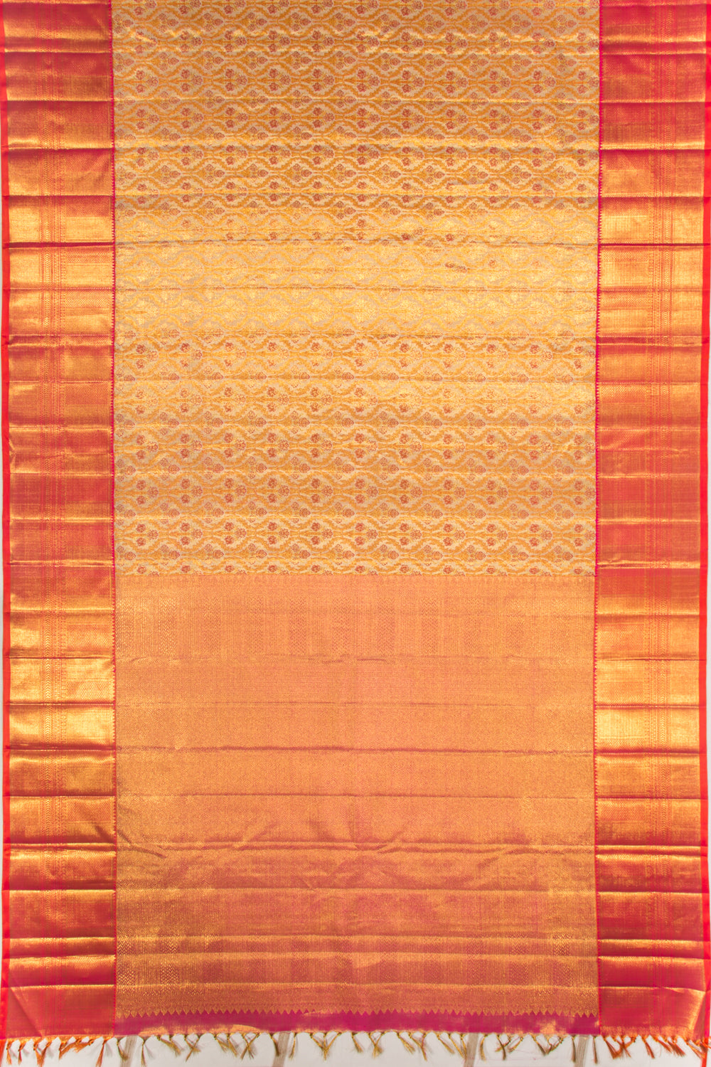 Kanchipuram Silk Tissue Brocade Gold Saree