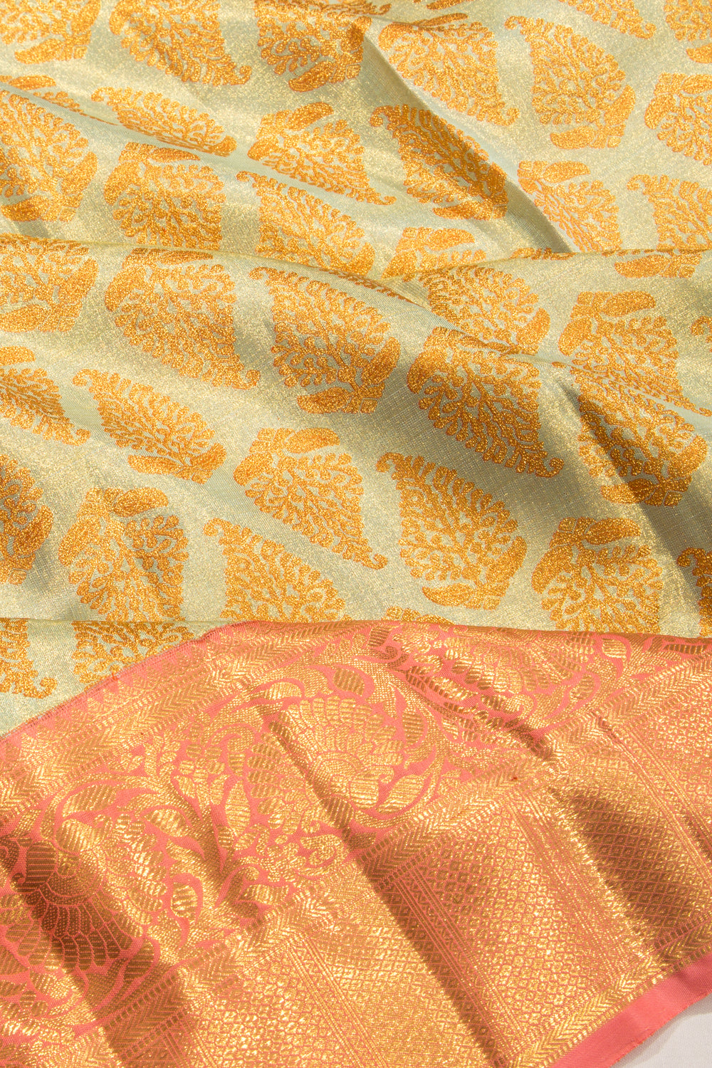 Kanchipuram Silk Tissue Brocade Blue Saree