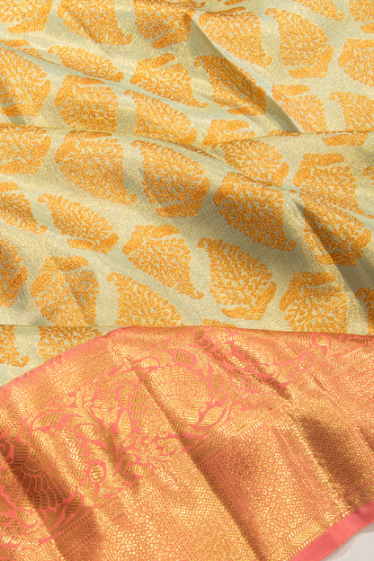 Kanchipuram Silk Tissue Brocade Blue Saree