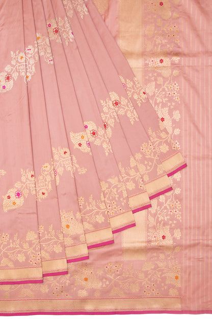Banarasi Silk Kadwa Jaal Pink Saree