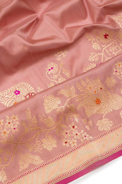 Banarasi Silk Kadwa Jaal Pink Saree