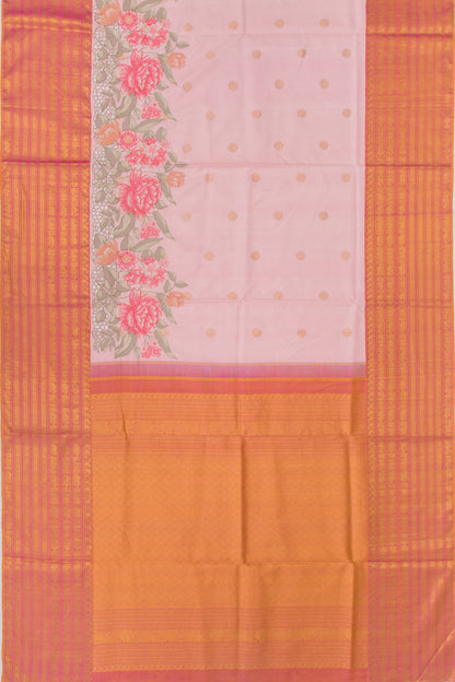Kanchipuram Silk Butta Baby Pink Saree WIth Cut Work