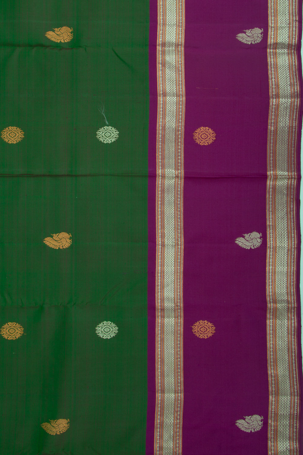 Kanchipuram Silk Butta Dark Green Saree